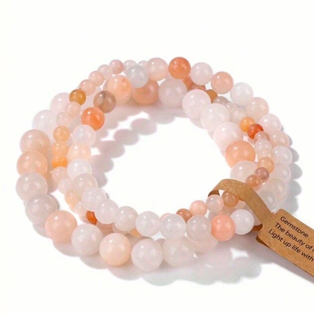 3pcs/Set Natural Stone Beaded Bracelets With 4mm/6mm/8mmPink Aventurine Bracelet